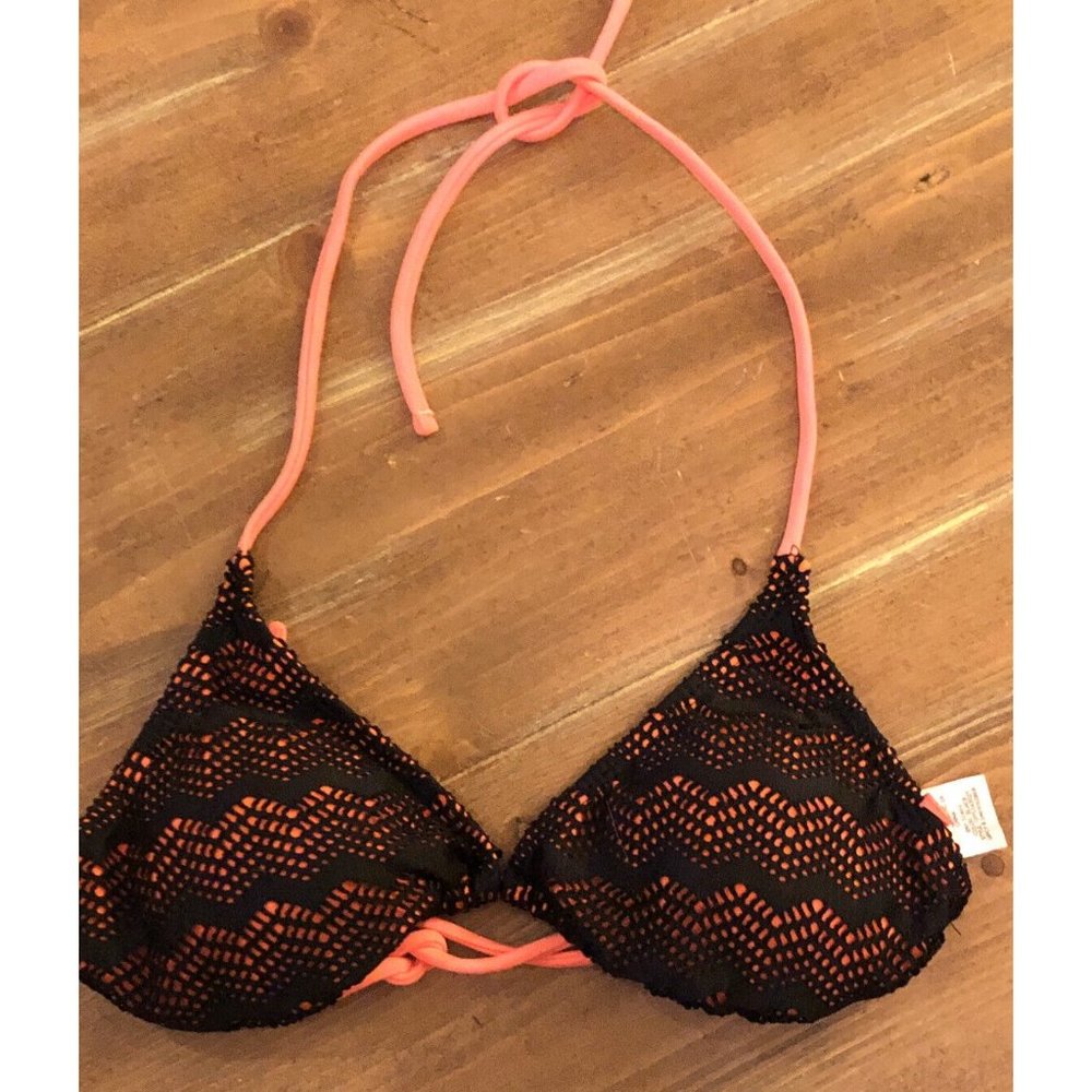 OP~ Bikini Top Halter Style ~ Size 7-9 ~ Black & Orange